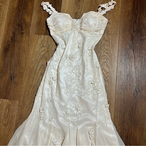 Vintage 100% Silk Beaded Dress Vintage Wedding Dress Vintage Beaded Dress Fairy - Picture 4 of 17